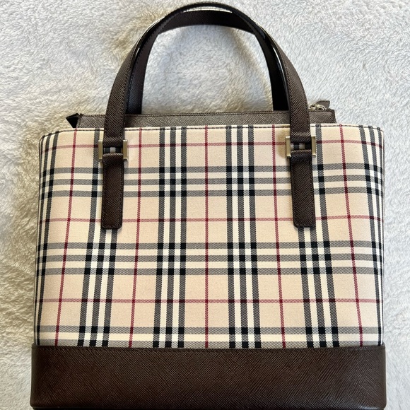 BURBERRY NOVA CHECK TOTE CANVAS FABRIC/LEATHER BEIGE EUC - Picture 10 of 14